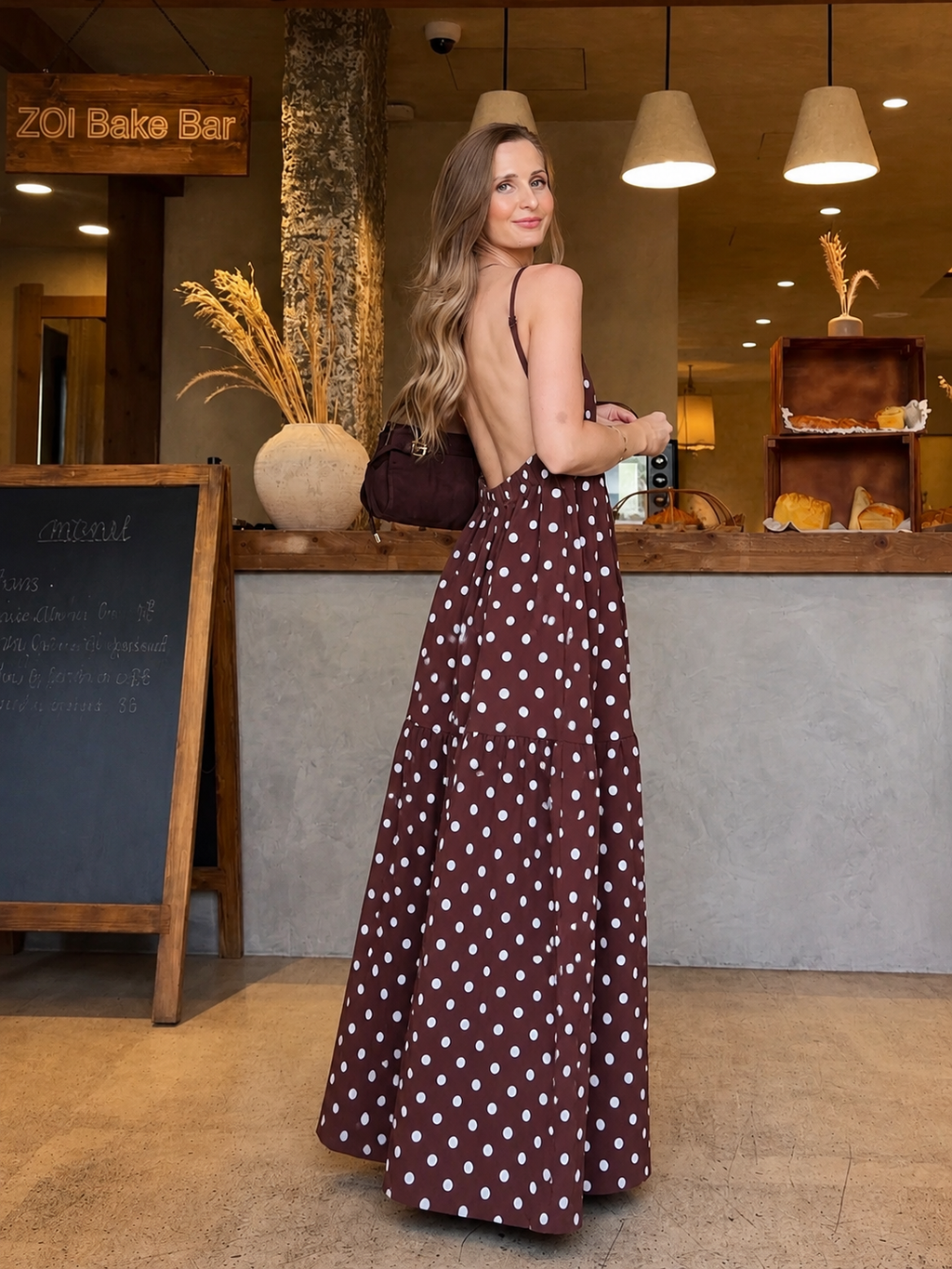 Carla's Choice Backless Polka Dot Dress