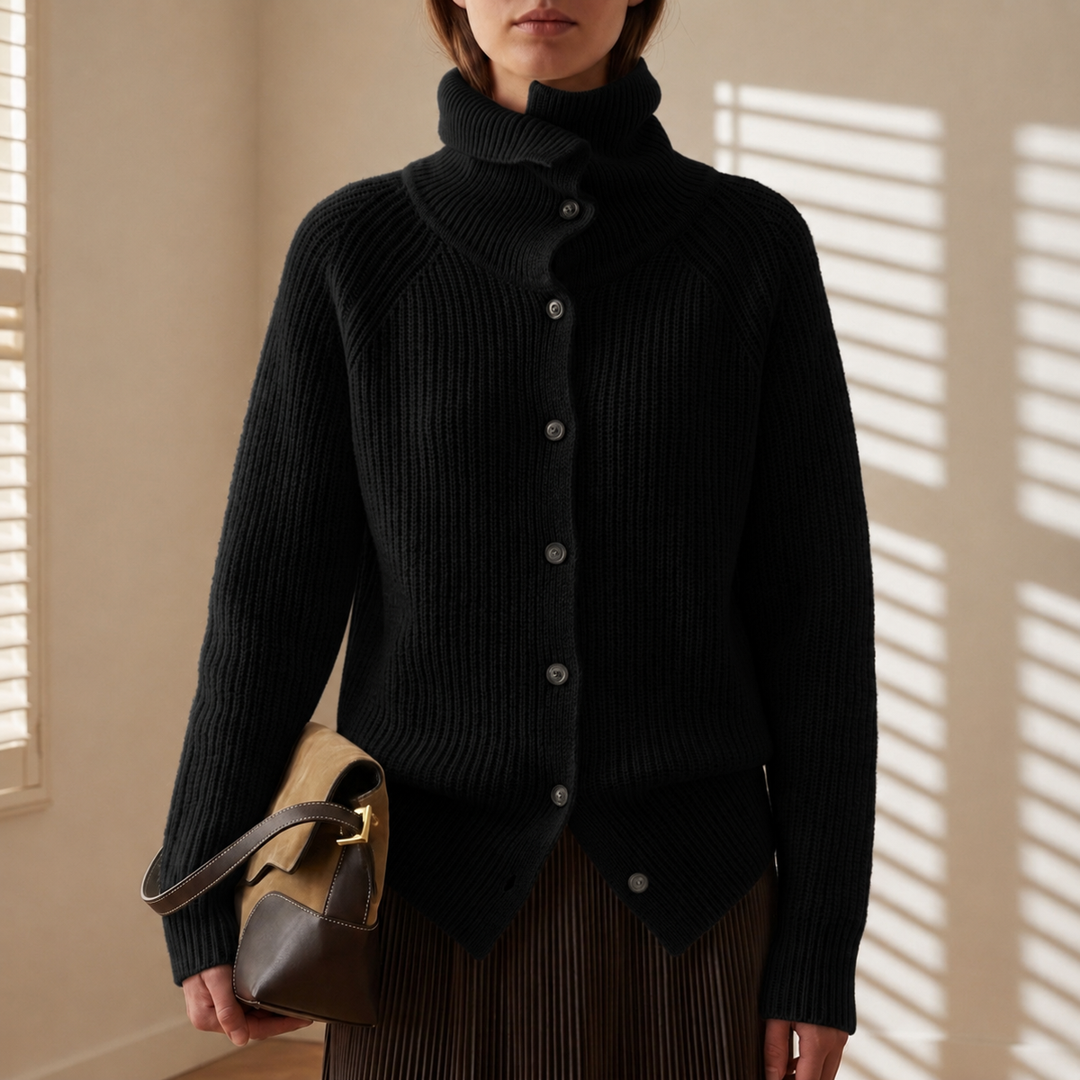 Zyara Turtleneck Knit Cardigan