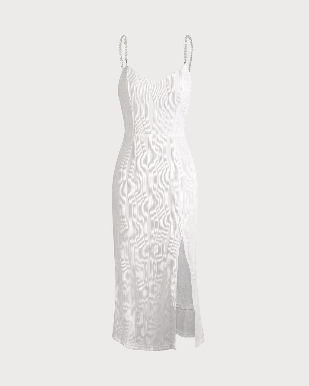 Dear Pearl Strap Wave Textured Midi Dress
