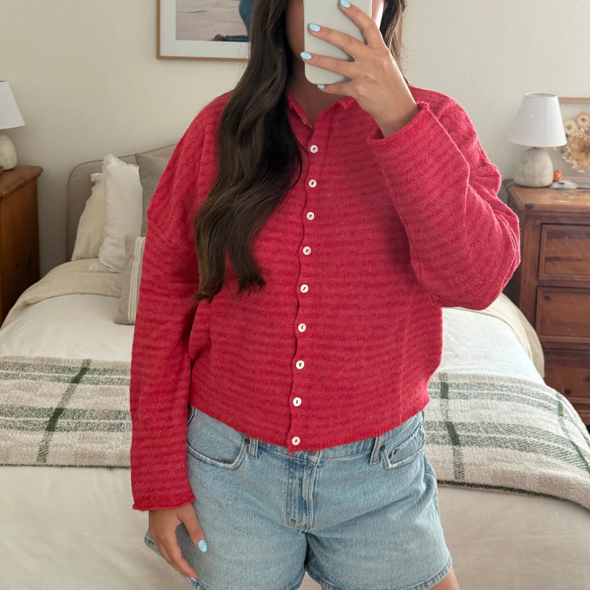 Tokyo Striped Knit Button Down Cardigan Sweater
