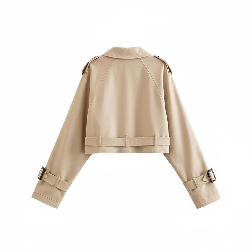 Elesa Belted Cropped Trench Coat Jacket