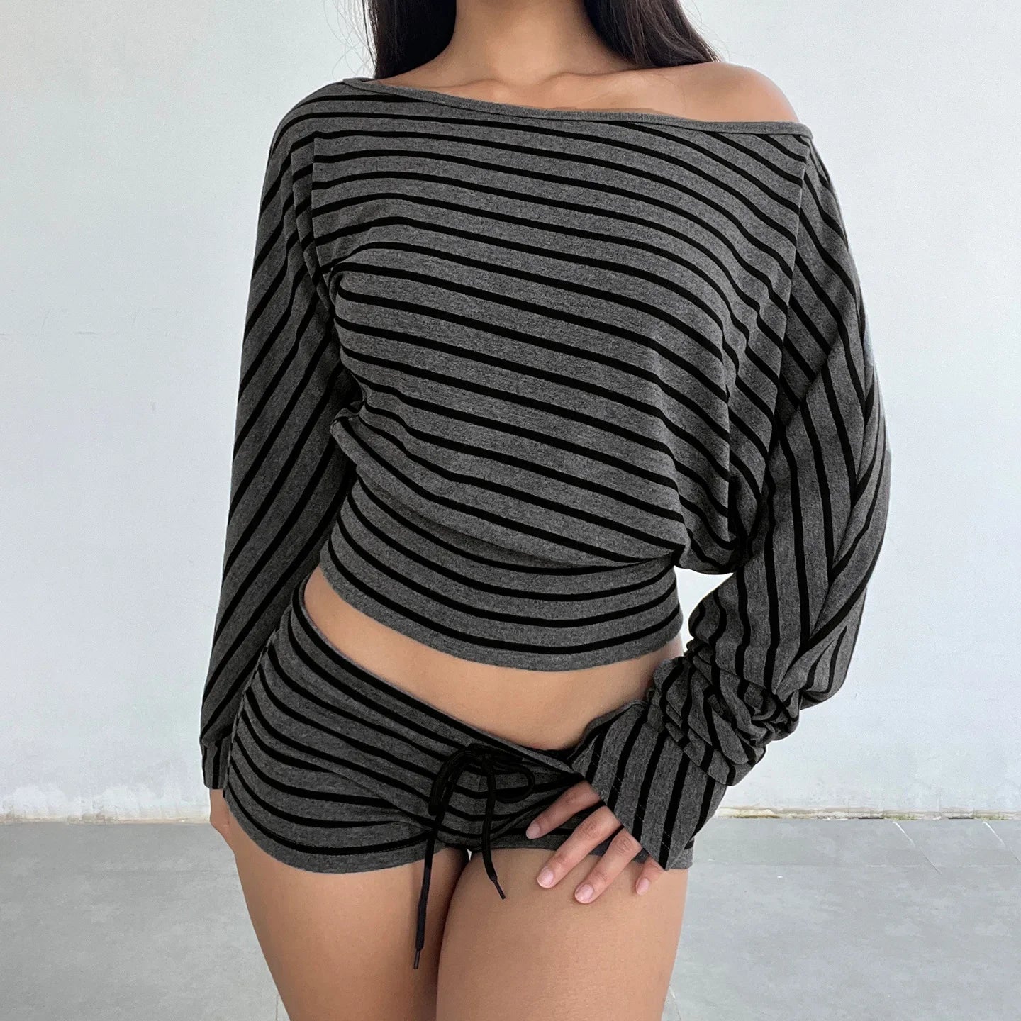Chic Off Shoulder Crop Top and Shorts