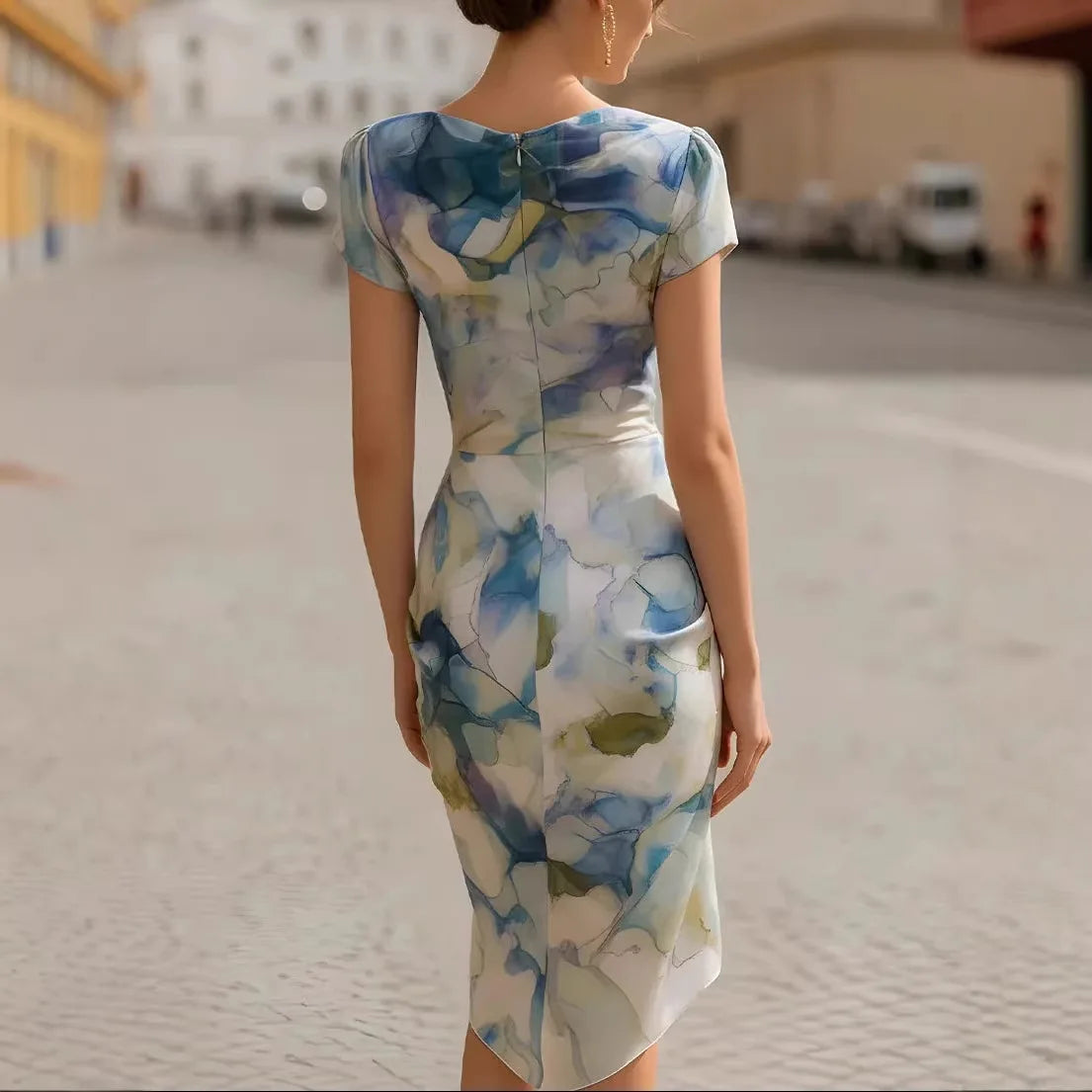 Mara Ruched Bodycon Short Sleeve Fitted Midi Dress