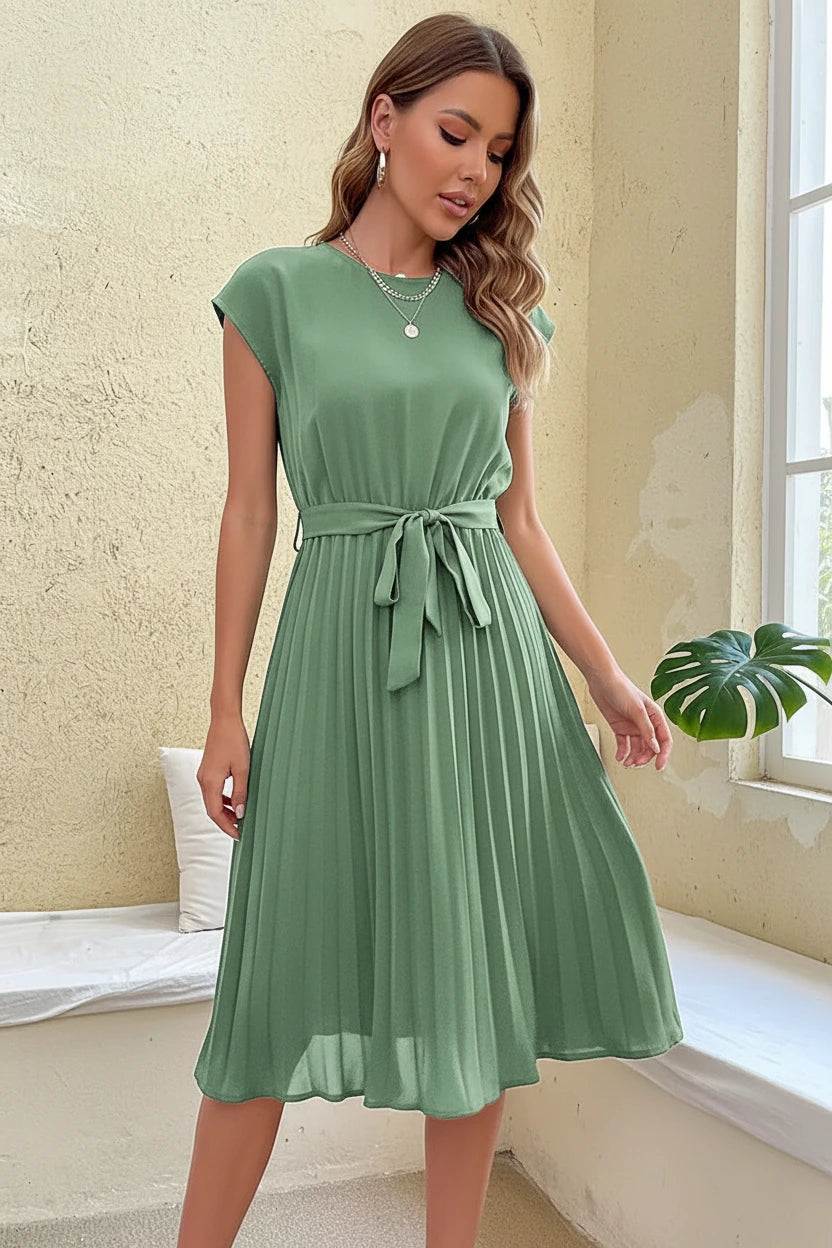 Dorothy Short Sleeve Pleated Midi Dress