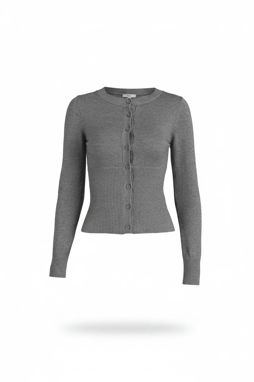 Bloom Ribbed Knit Button-Front Cropped Cardigan