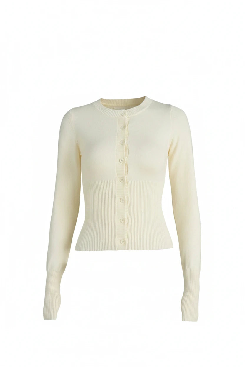Bloom Ribbed Knit Button-Front Cropped Cardigan