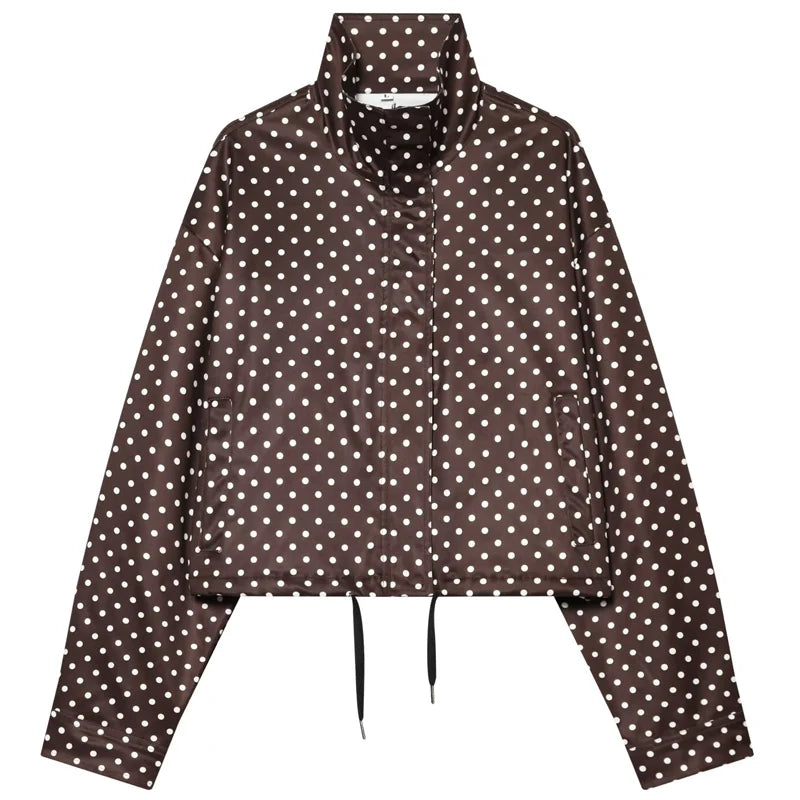 Light Polka Dot Crop Bomber Jacket