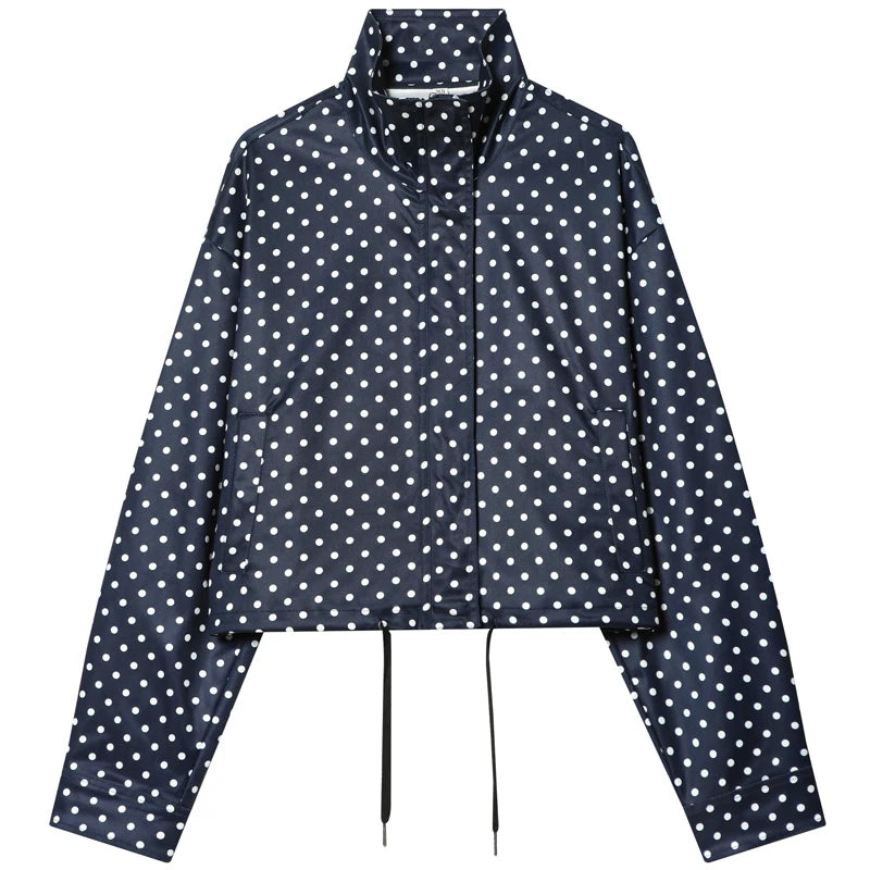 Light Polka Dot Crop Bomber Jacket