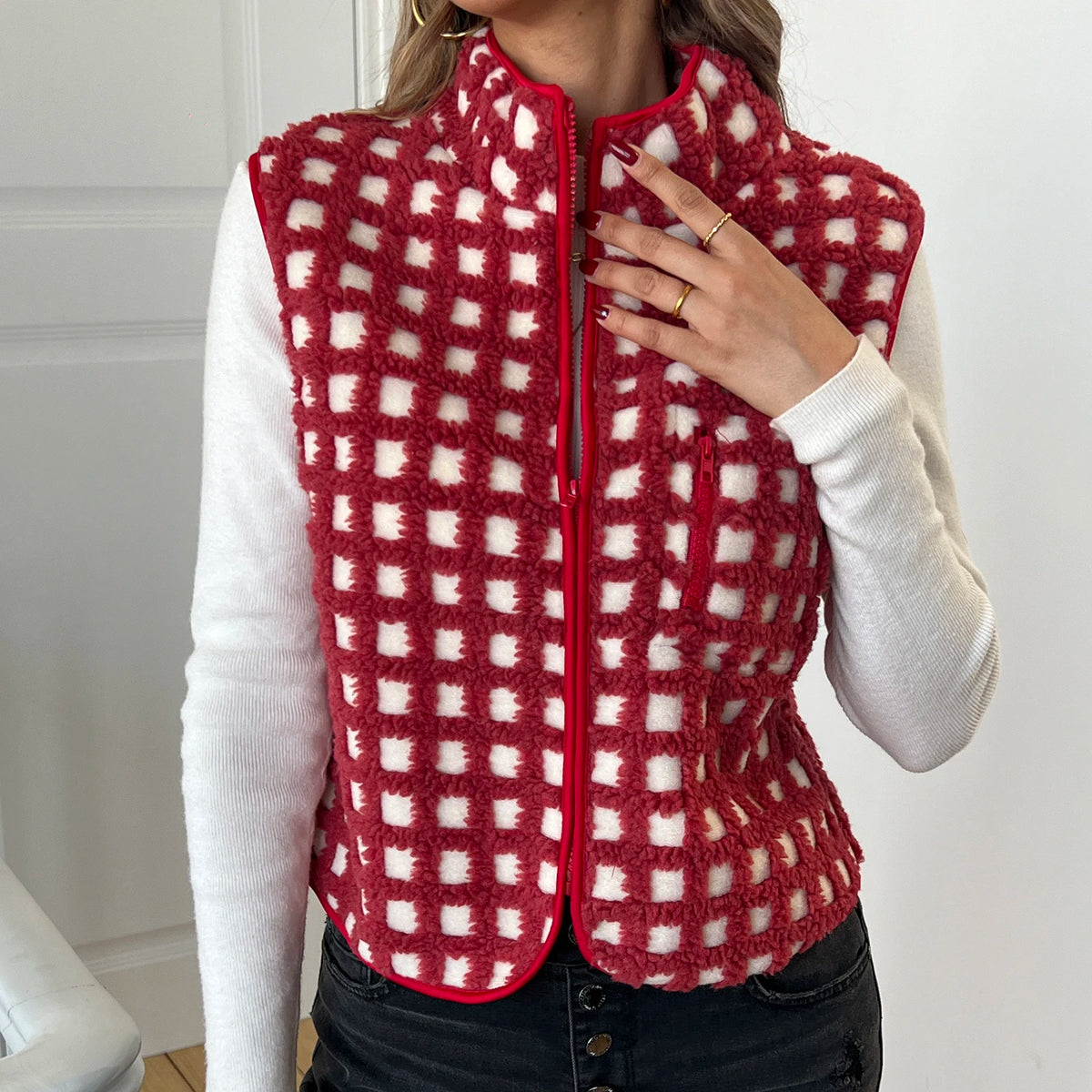 Lima Sherpa Fuzzy Zip-Up Sweater Vest