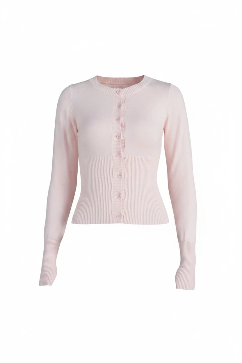 Bloom Ribbed Knit Button-Front Cropped Cardigan