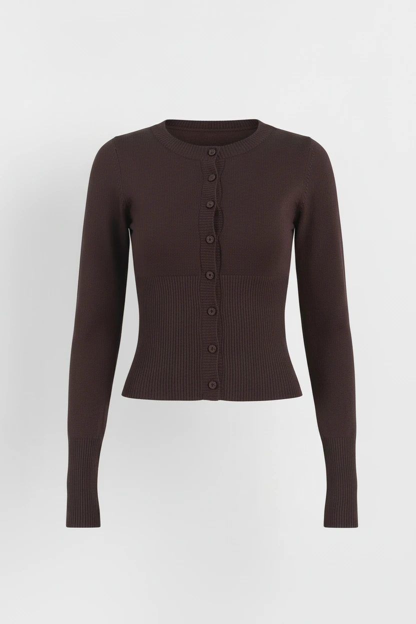 Bloom Ribbed Knit Button-Front Cropped Cardigan