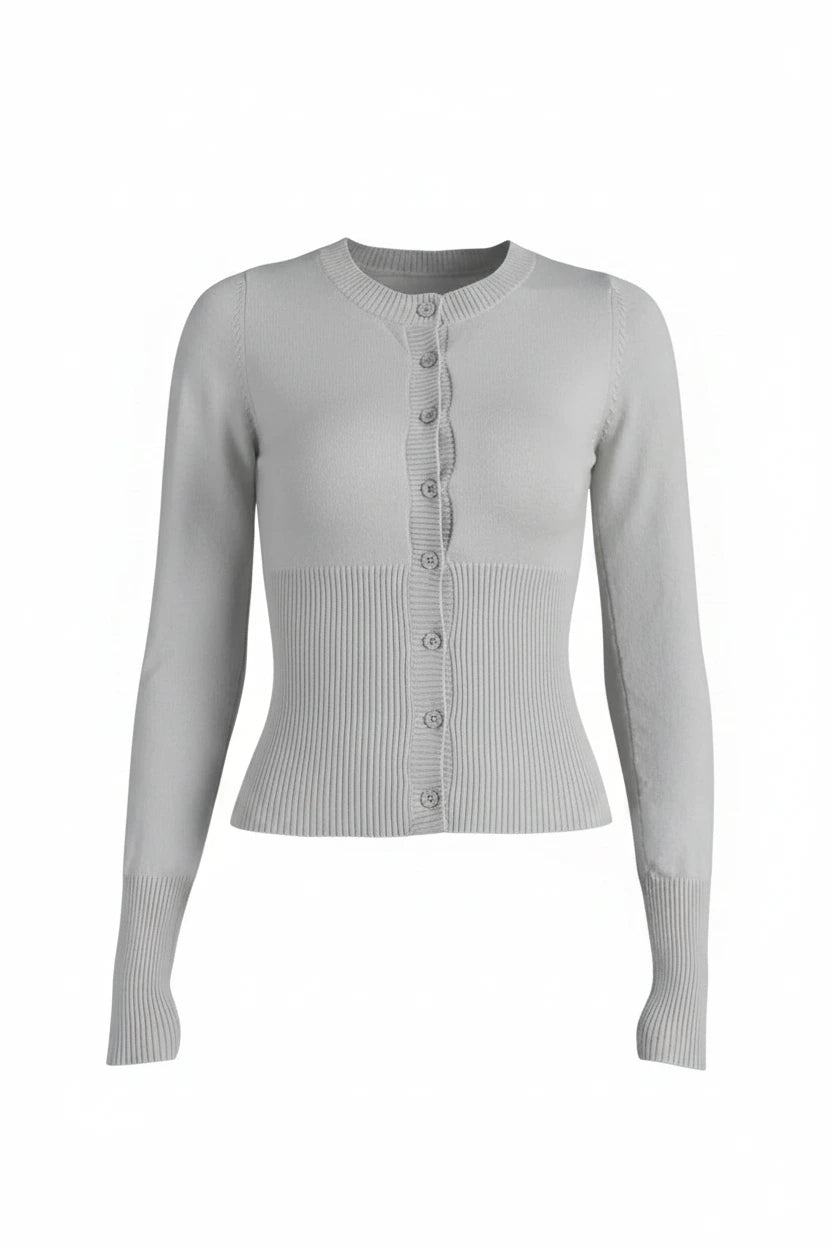 Bloom Ribbed Knit Button-Front Cropped Cardigan