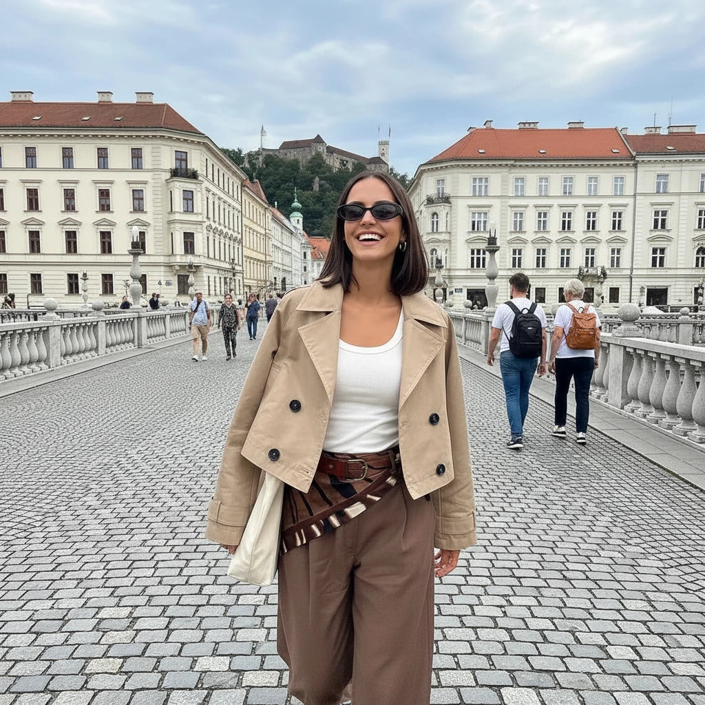 Euro Double Breasted Short Trench Coat