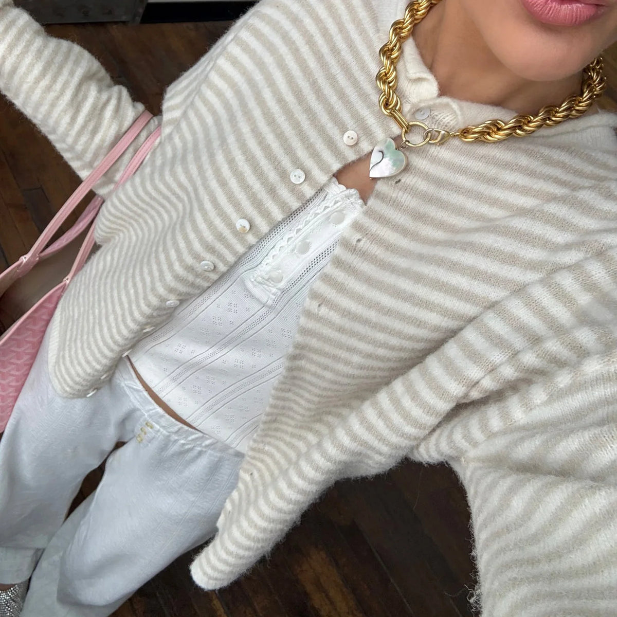 Tokyo Striped Knit Button Down Cardigan Sweater