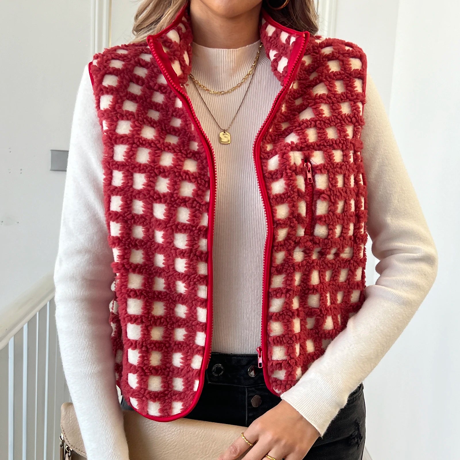 Lima Sherpa Fuzzy Zip-Up Sweater Vest