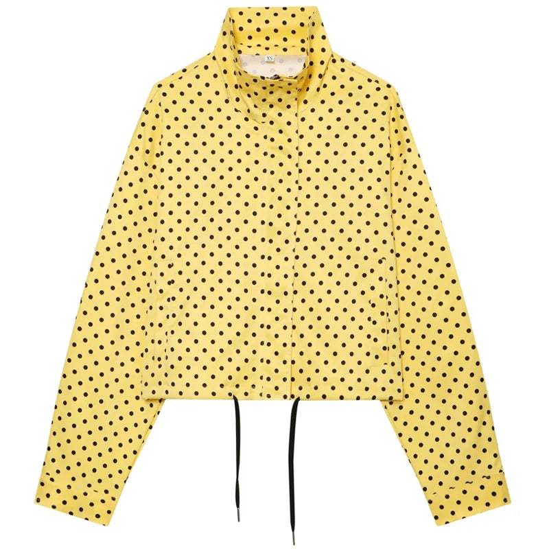 Light Polka Dot Crop Bomber Jacket