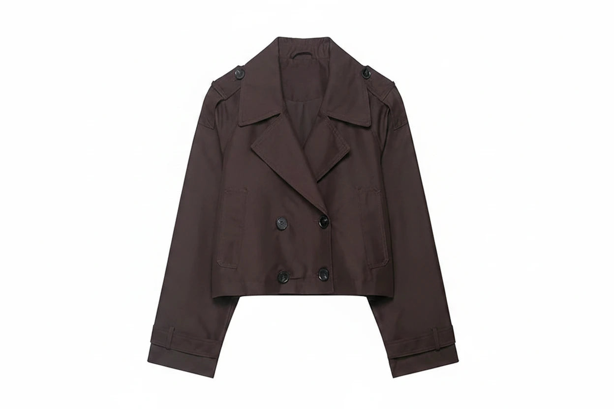 Euro Double Breasted Short Trench Coat