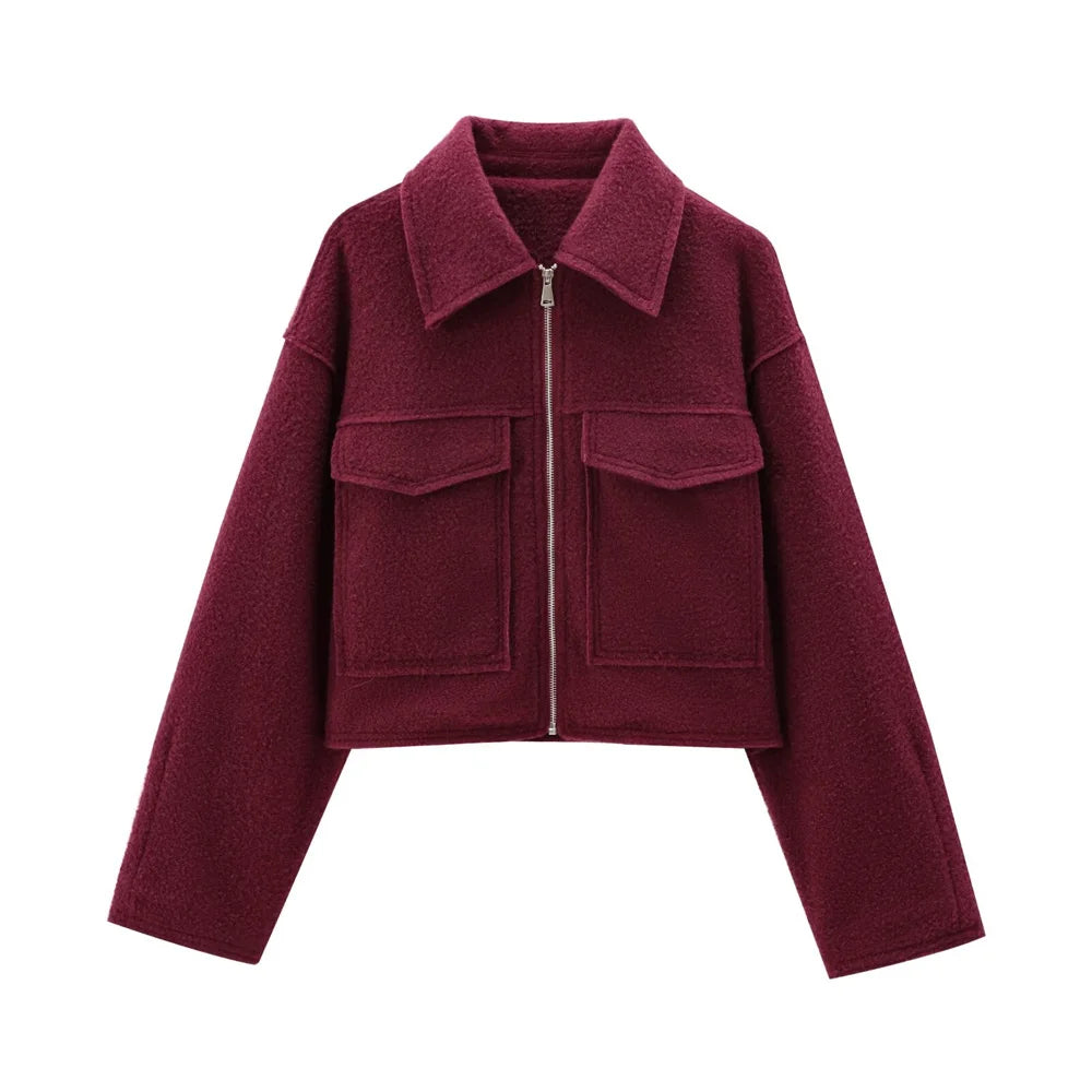 Chic Long Sleeved Cropped Jacket