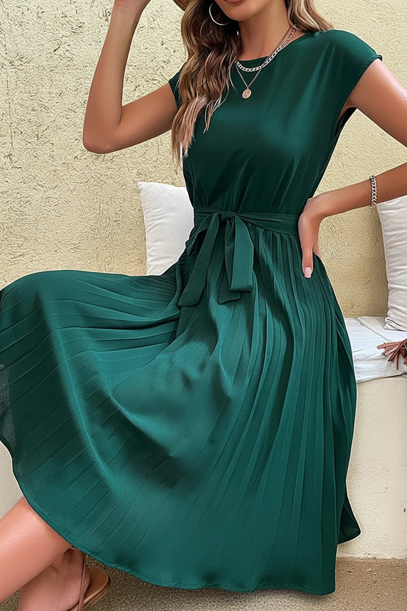 Dorothy Short Sleeve Pleated Midi Dress