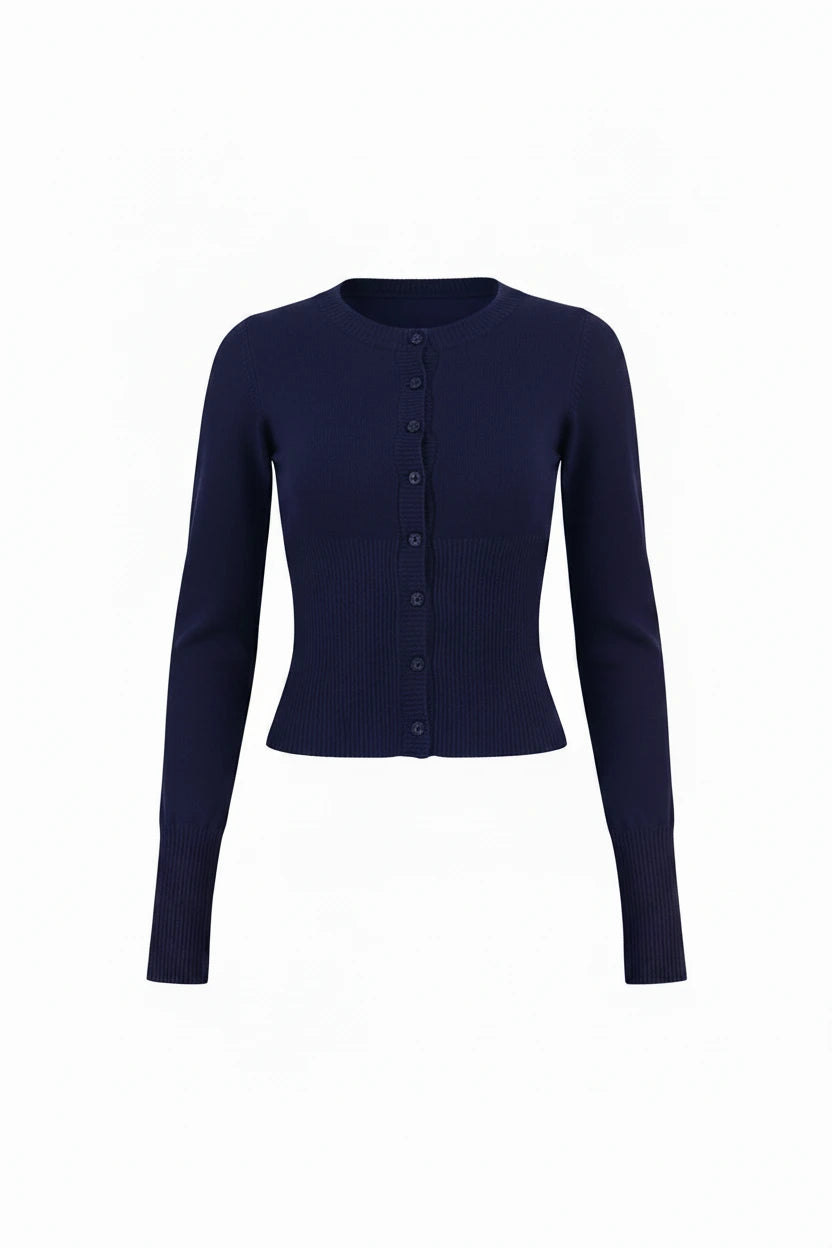 Bloom Ribbed Knit Button-Front Cropped Cardigan