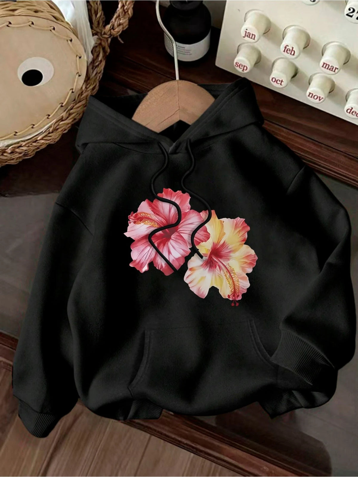 Floral Casual Long Sleeve Hoodie