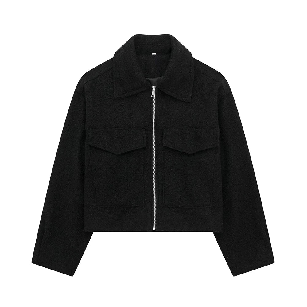 Chic Long Sleeved Cropped Jacket