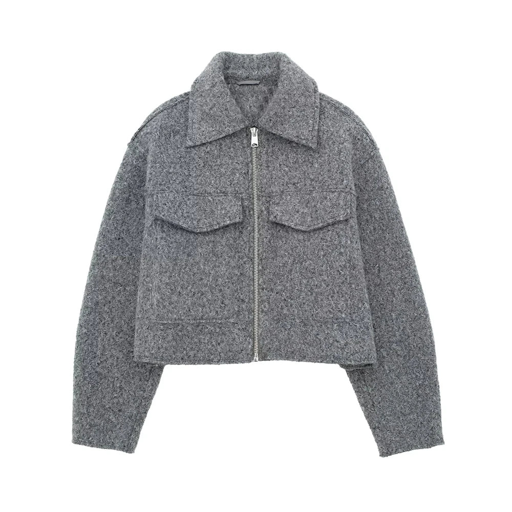 Chic Long Sleeved Cropped Jacket