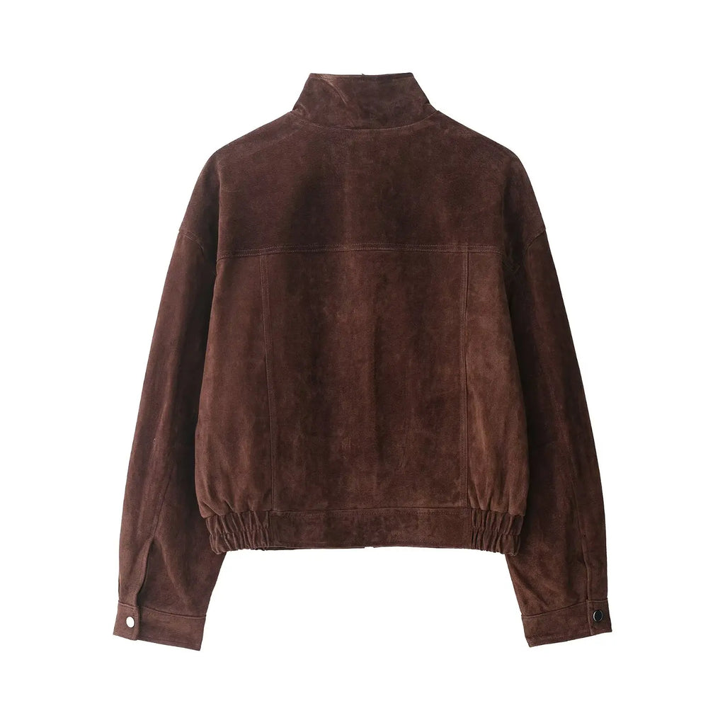 Lauren Collective Brown Suede Bomber Jacket