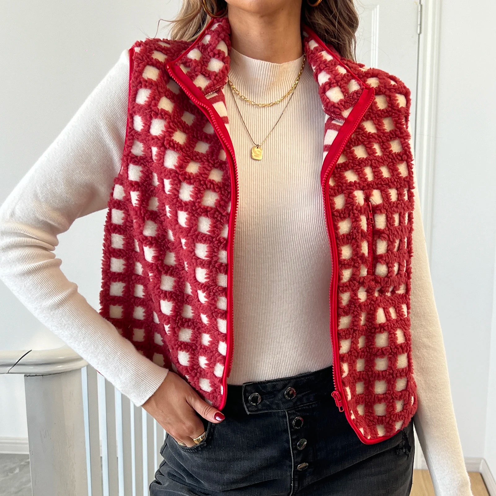 Lima Sherpa Fuzzy Zip-Up Sweater Vest