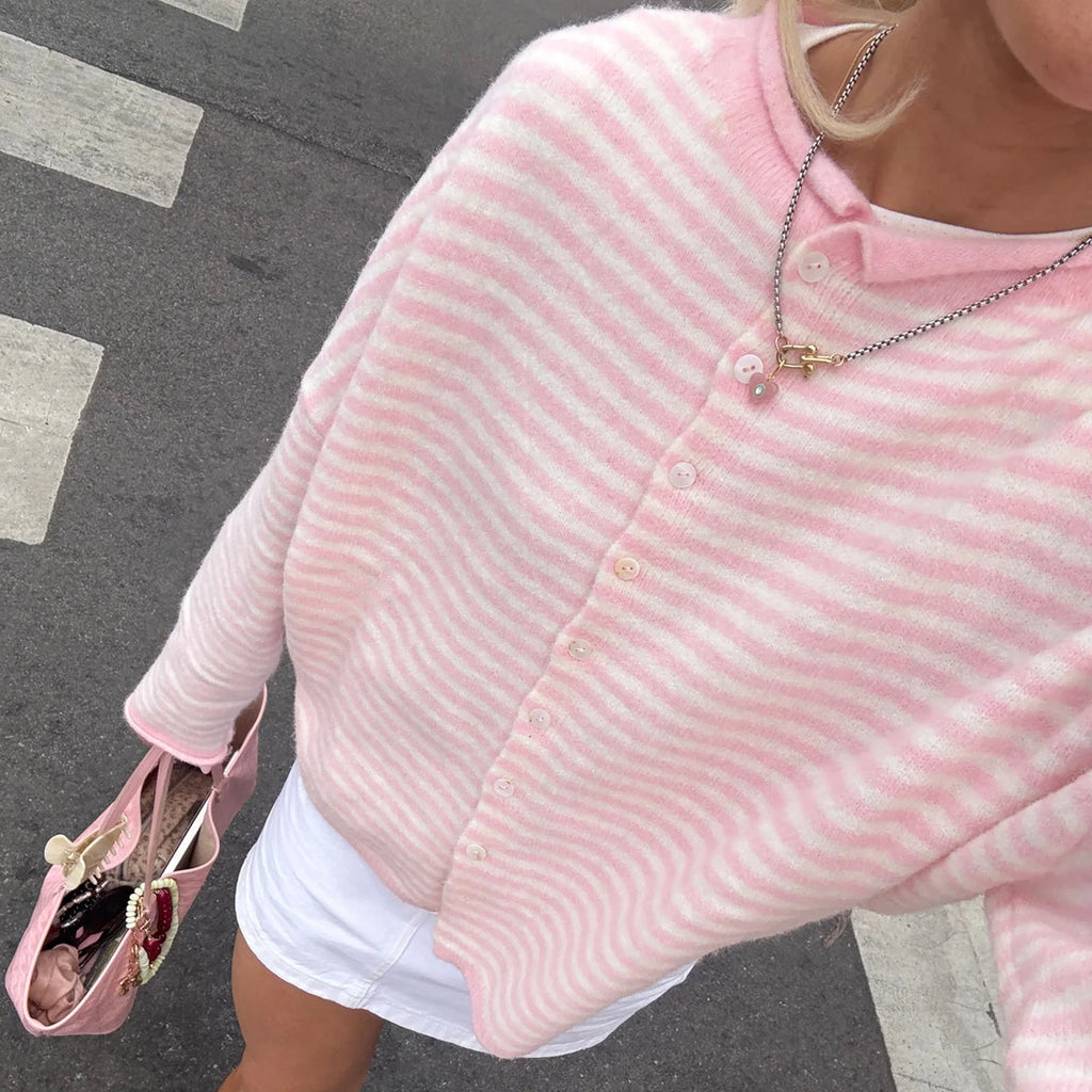 Tokyo Striped Knit Button Down Cardigan Sweater