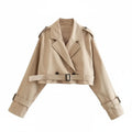 Elesa Belted Cropped Trench Coat Jacket
