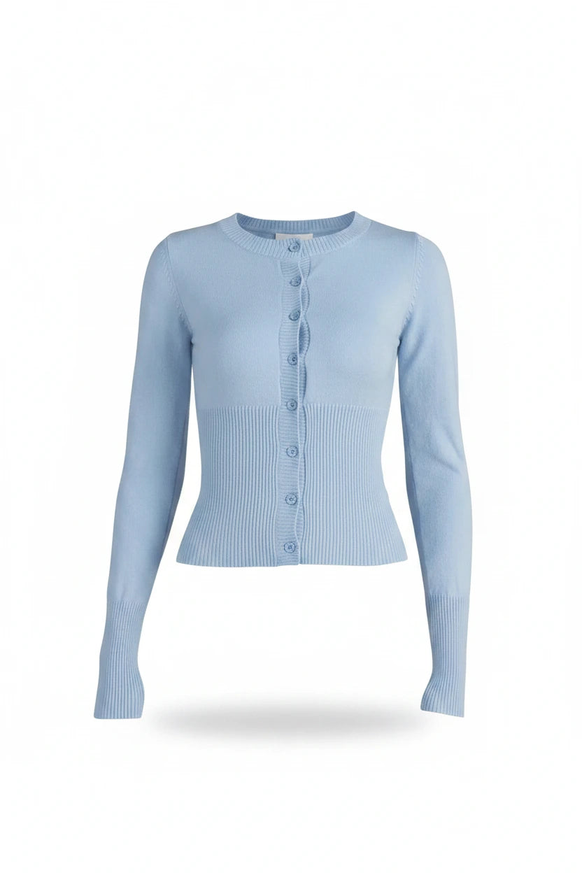 Bloom Ribbed Knit Button-Front Cropped Cardigan