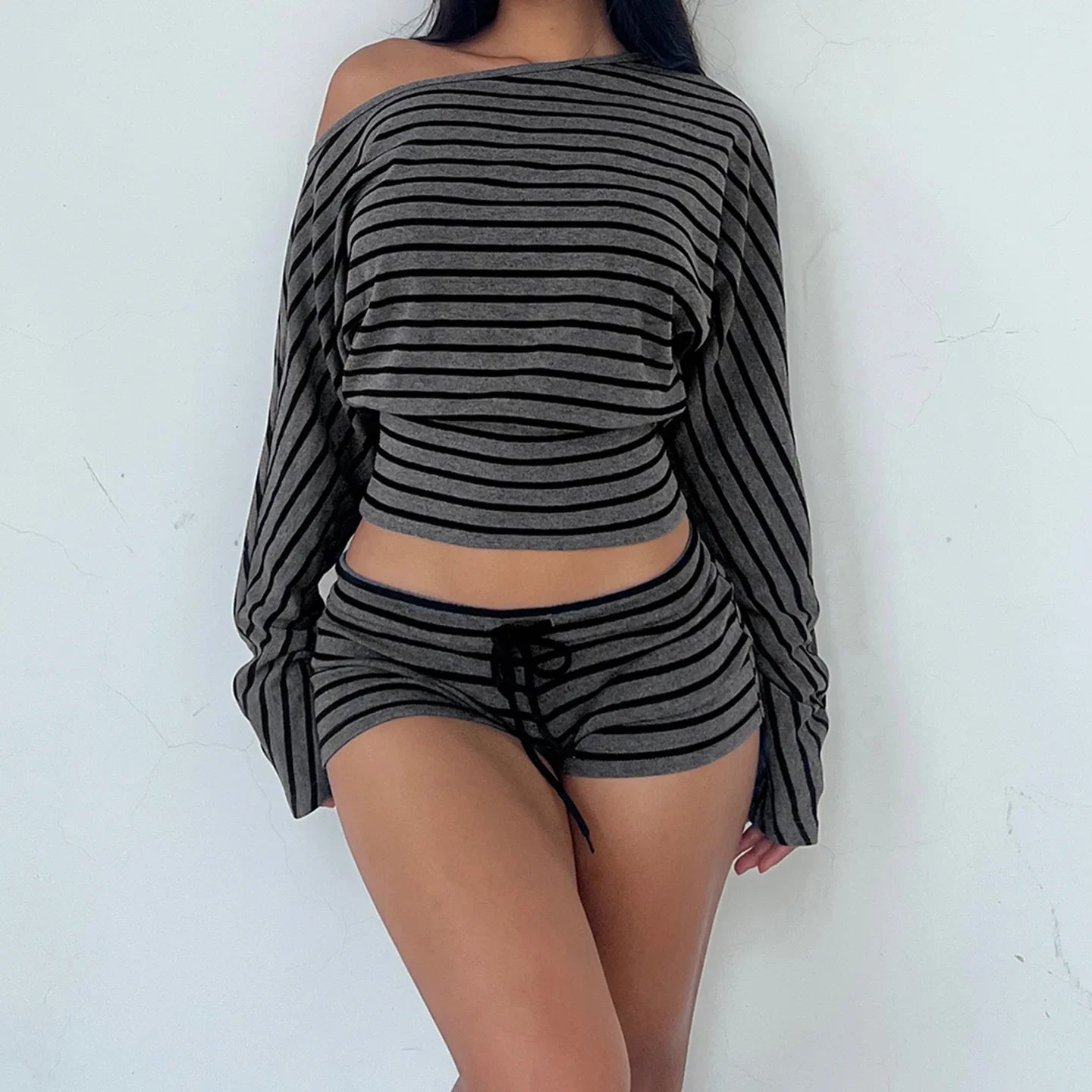 Chic Off Shoulder Crop Top and Shorts