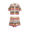 Marbella Striped Crochet Polo Shorts Set