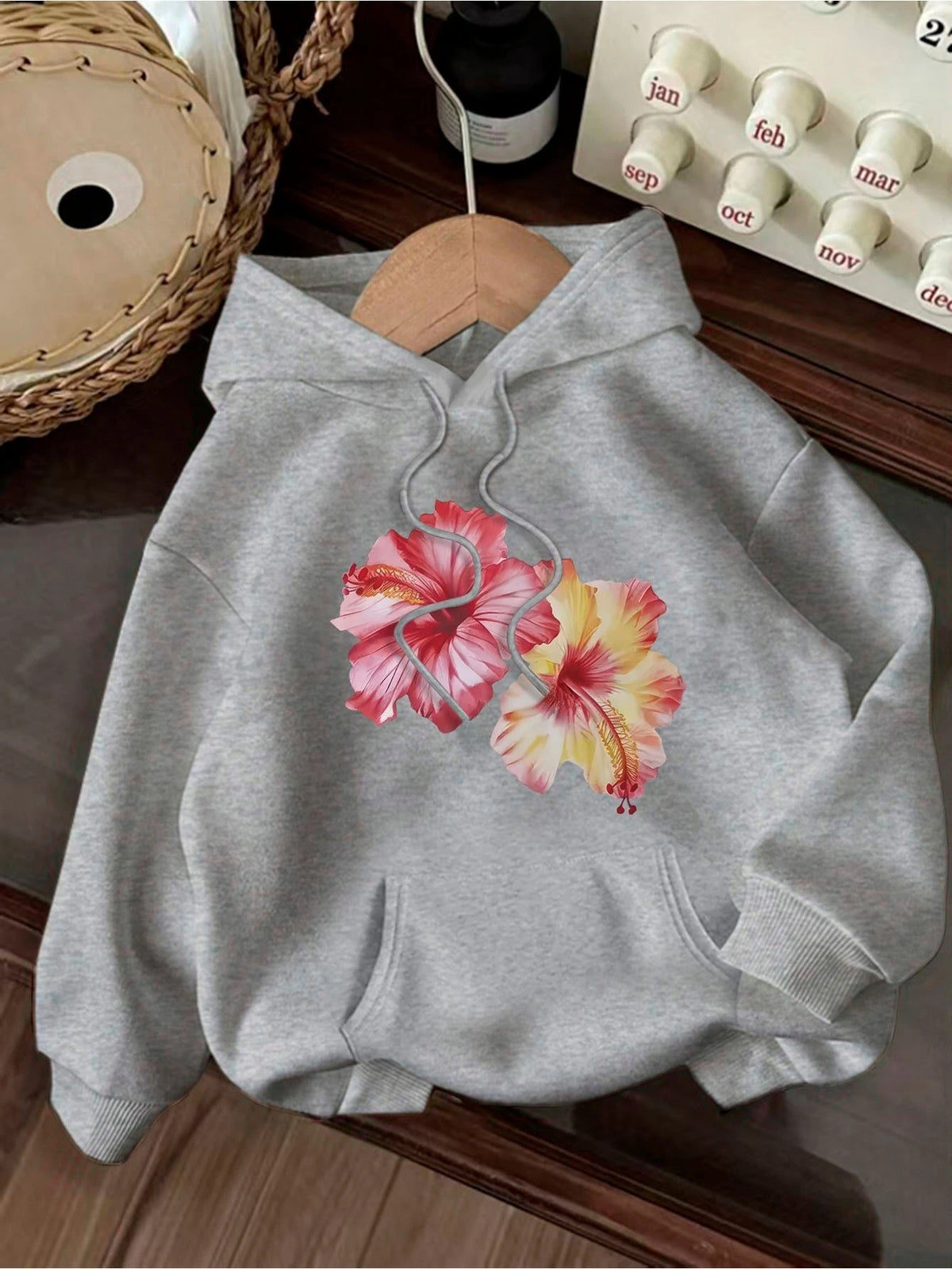 Floral Casual Long Sleeve Hoodie
