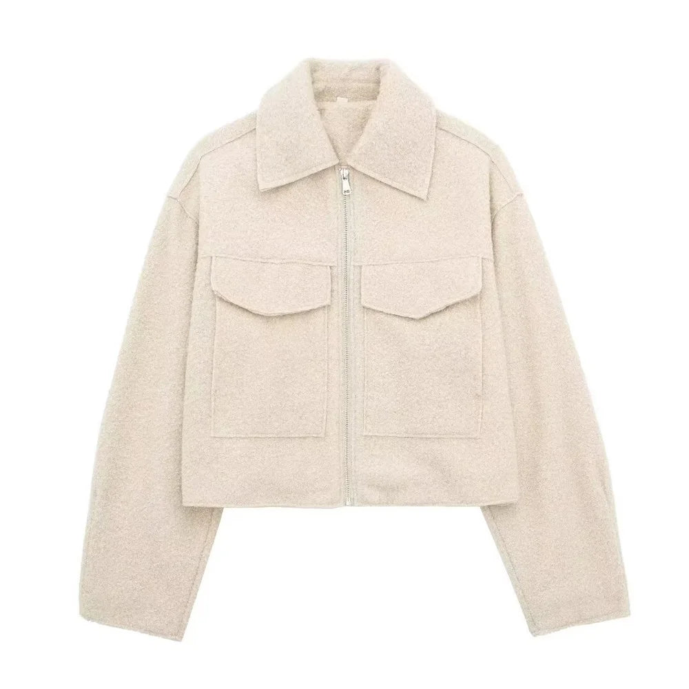 Chic Long Sleeved Cropped Jacket