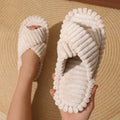 Corduroy Cross Band Home Slippers