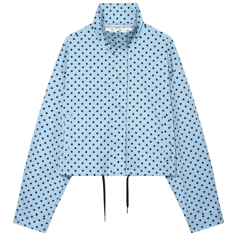 Light Polka Dot Crop Bomber Jacket