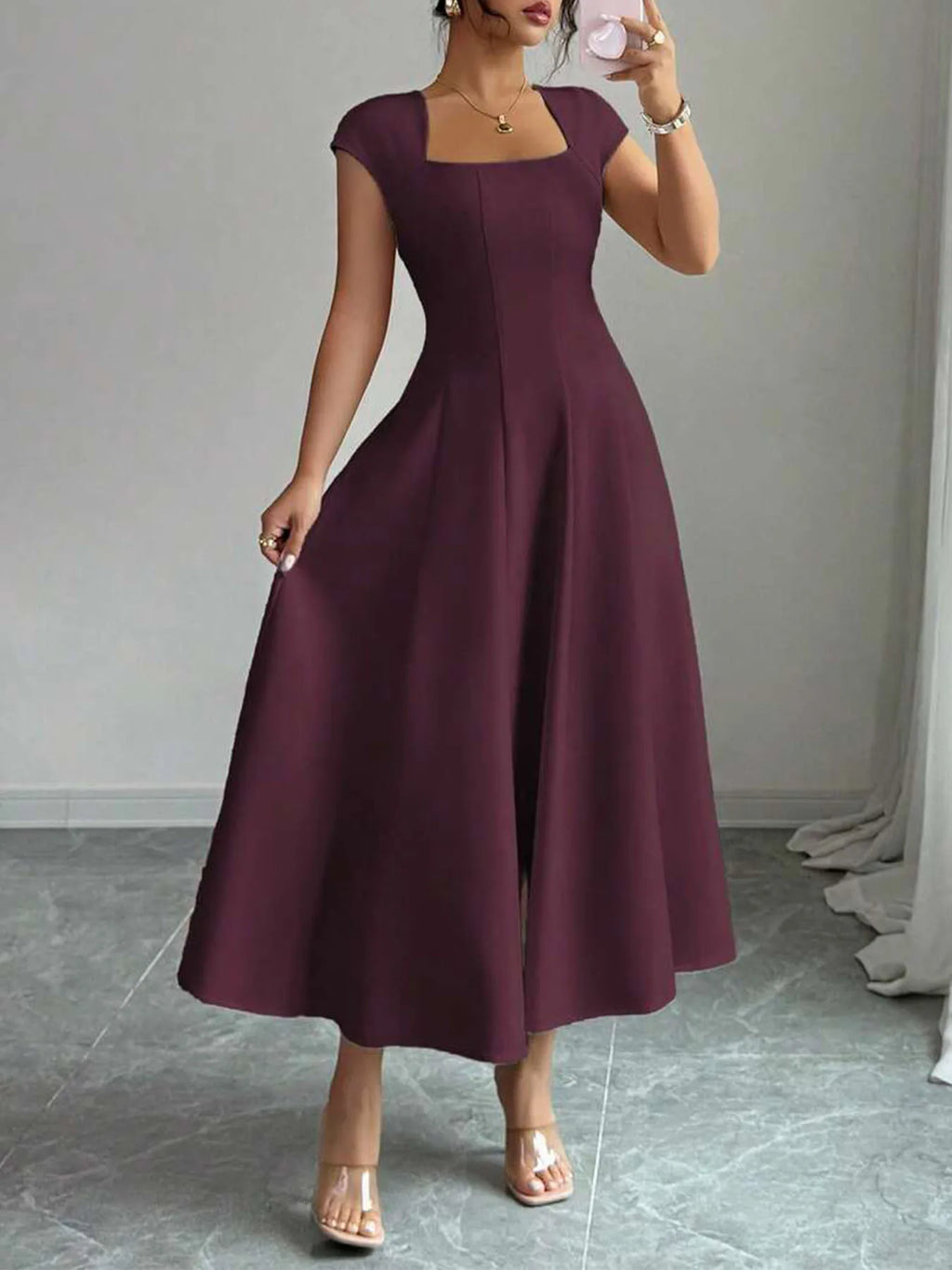 Athena Elegant Fitted Midi Flare Dress