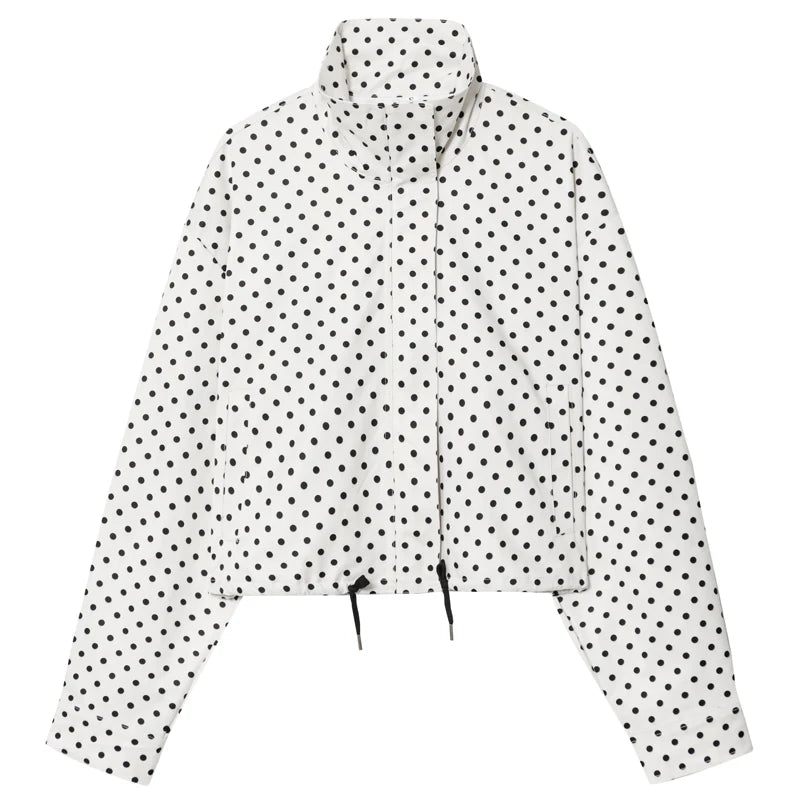 Light Polka Dot Crop Bomber Jacket