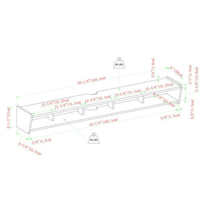 Modern Wall-Mounted Floating TV Stand Solid Black