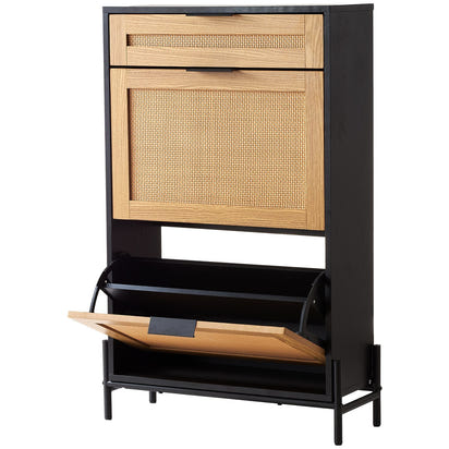 The Oak Rattan Shoe Cabinet