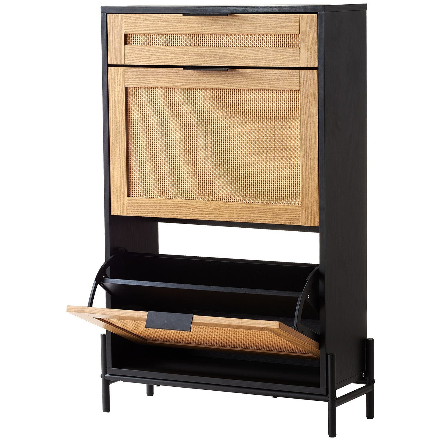 The Oak Rattan Shoe Cabinet