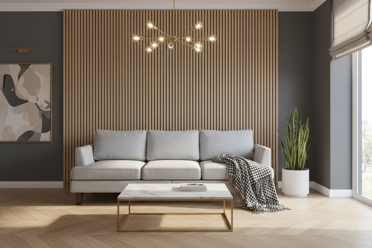 Against Wood Slat Wall