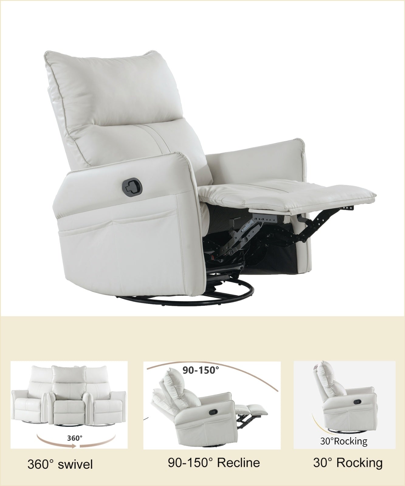 Rove Collections Swivel Rocking Recliner Chair