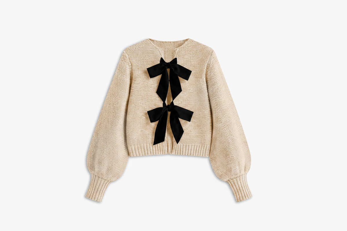 Beige bow sweater