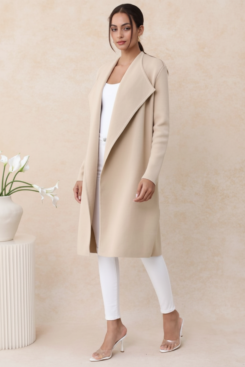 Beige Coat Studio Shot