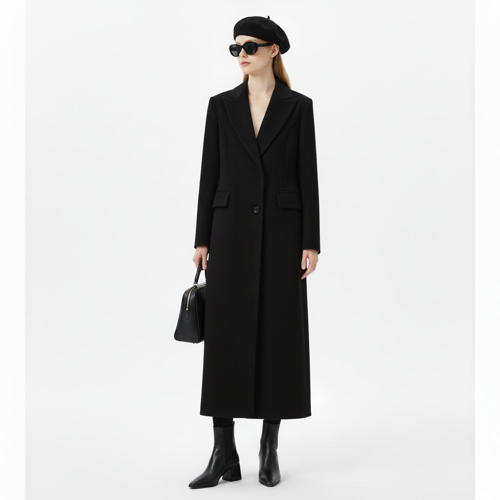 Beret coat front with single button