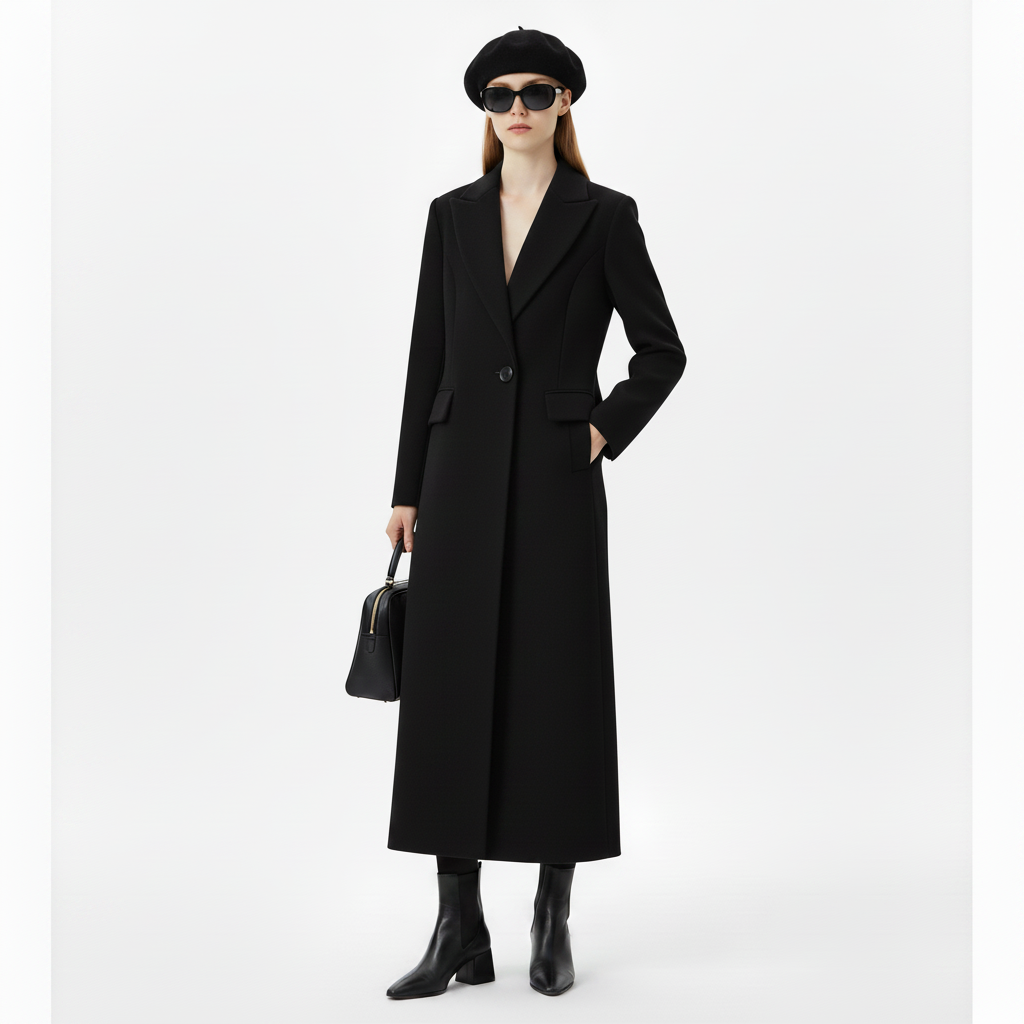 Beret coat three-quarter with single button
