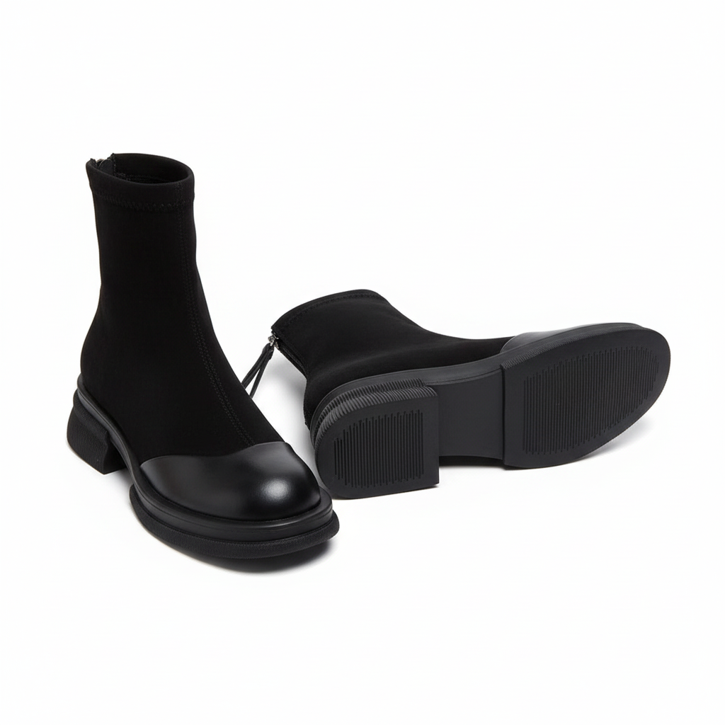 Black boots on white background